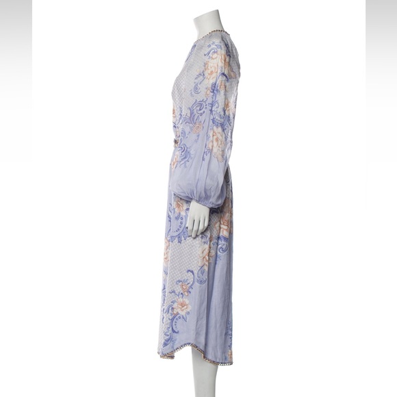 NWT Zimmermann Swirl Coral Floral Linen MIDI Dress size 0(us 2-4) - Picture 2 of 3